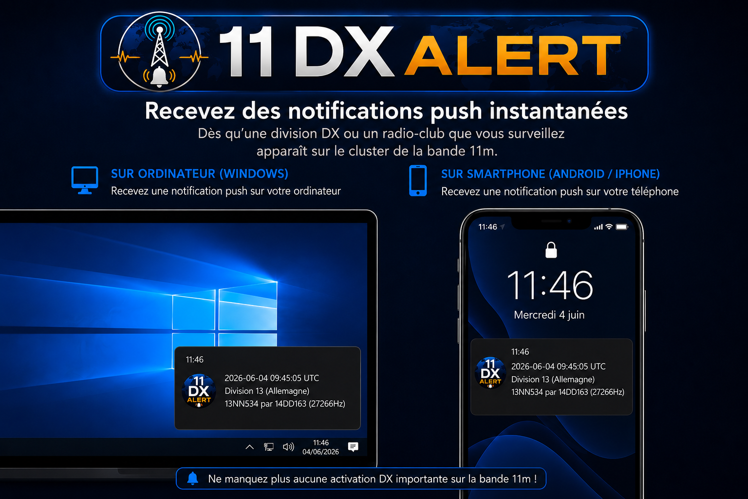 Notifications push DX Alert